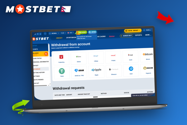 Nepali player viewing e-wallet payout confirmation for Mostbet minimum withdrawal amount