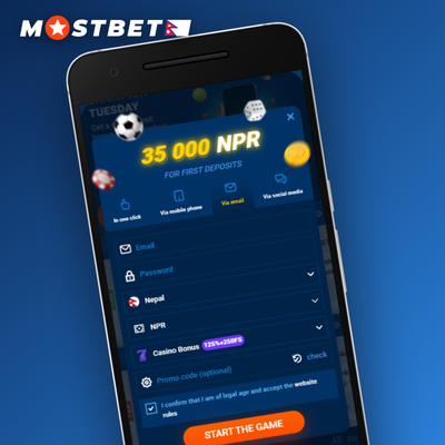 Mostbet one-click register icon with a lightning bolt for instant account creation in Nepal